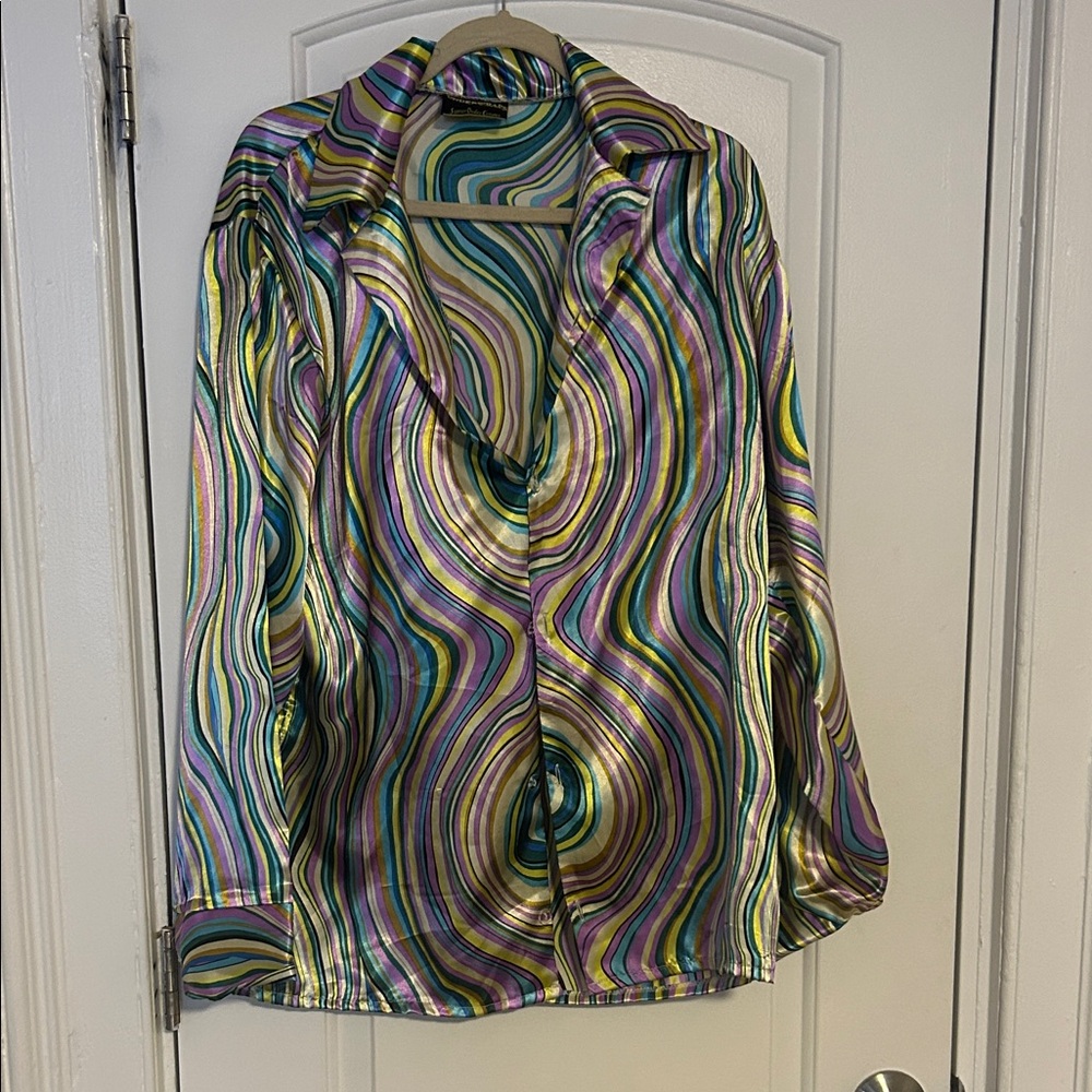 Vintage 70s Multicolor Swirl Pattern Top